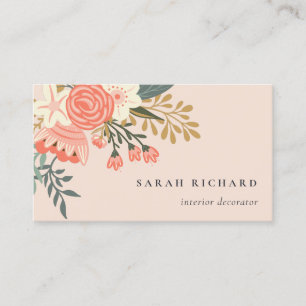 Carte De Visite Élégant Dusky Orange Blush Rose Ambrosia Floral