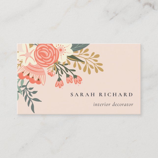 Carte De Visite Élégant Dusky Orange Blush Rose Ambrosia Floral (Devant)