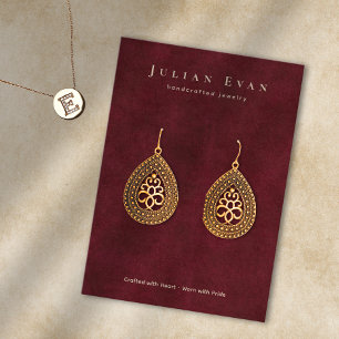 Carte De Visite Élégant écran d'oreille pour bijoux rouges bordeau