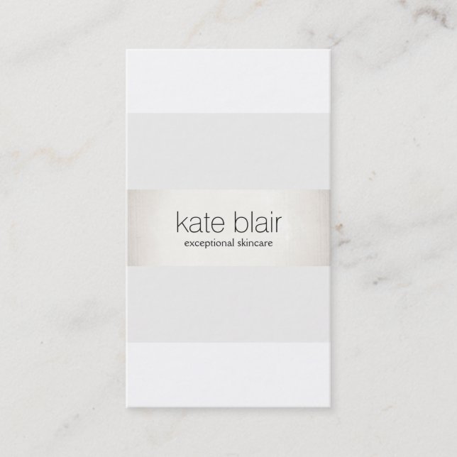 Carte De Visite Élégant élégant blanc moderne FAUX Argent rayé (Devant)