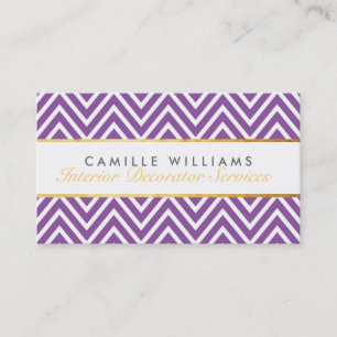 Carte De Visite ELEGANT élégant chevron or motif violet violet vio