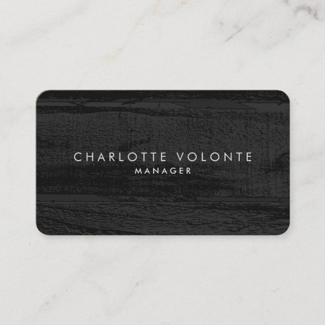Carte De Visite Élégant élégant en bois gris foncé Art professionn (Devant)
