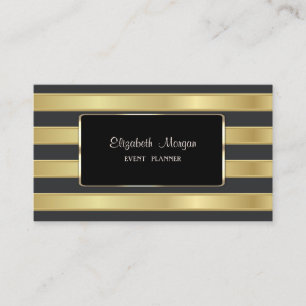 Carte De Visite Élégant, Élégant, Gratté Or, Cadre Noir