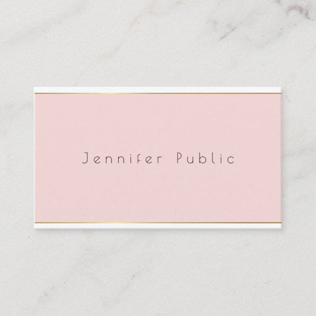 Carte De Visite Élégant élégant minimaliste moderne rose blanc lux (Devant)