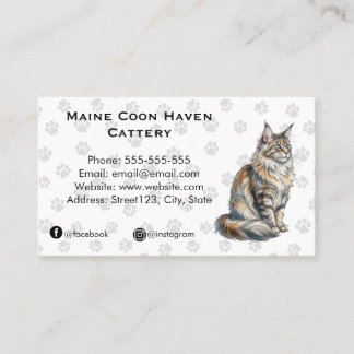 Carte De Visite Élégant élevage de Maine Coon aquarelle personnali