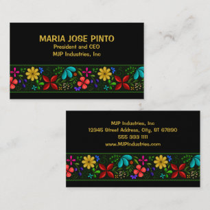 Carte De Visite Élégant employé floral latino-américain Folk