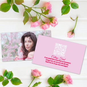 Carte De Visite Élégant Enceinte de code QR Graduate Girl