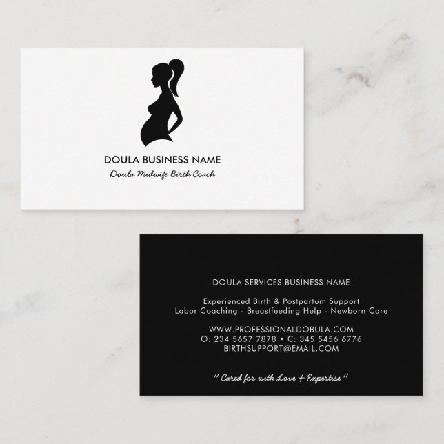 Carte De Visite Élégant entraîneur de naissance Doula Midwoman (Devant / Derrière)