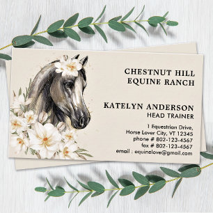Carte De Visite Élégant Equin Floral Personnaliser Cheval Equestre