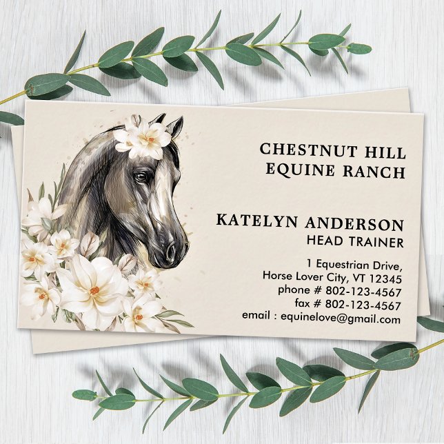 Carte De Visite Élégant Equin Floral Personnaliser Cheval Equestre (Créateur téléchargé)