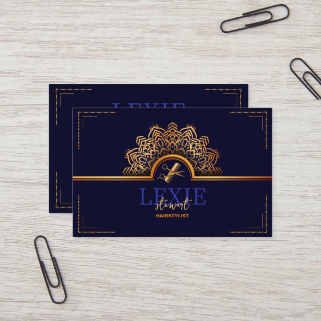 Carte De Visite Élégant et Classique Programme de Fidélité de Coif (Devant/Arrière en situation)