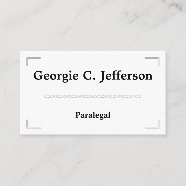 Carte de visite élégant et minimal de paralégal (Devant)