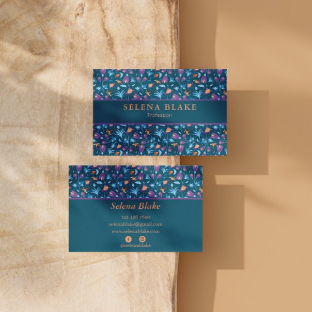 Carte De Visite Élégant et moderne | Modèle floral chic (Créateur téléchargé)