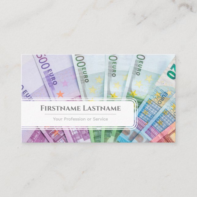 Carte De Visite Elégant expert financier en monnaie euro blanc (Devant)