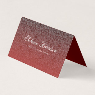 Carte De Visite Elégant Faux Argent et Rouge Bourgogne