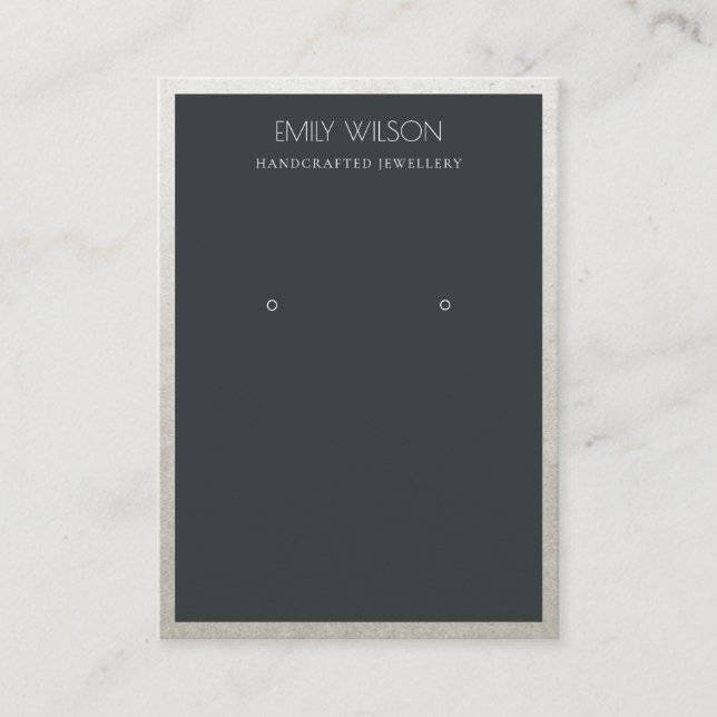 CARTE DE VISITE ÉLÉGANT FAUX ARGENT NOIR BORDER EARRÊT AFFICHAGE (Devant)
