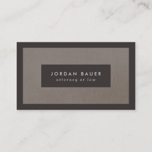 Carte De Visite Elégant Faux Brown Linen Professional