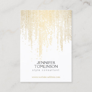 Carte De Visite Elégant Faux Gold Confetti Dots sur Blanc Grand