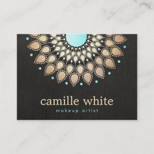 Carte De Visite Élégant Faux Gold Foil Lotus Black