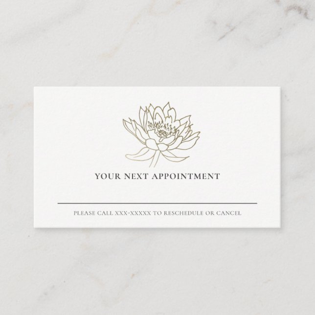 CARTE DE VISITE ÉLÉGANT FAUX GOLD FOIL LOTUS FLORAL NOMINATION (Devant)