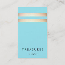 Elégant Faux Gold Foil rayé Turquoise Bleu