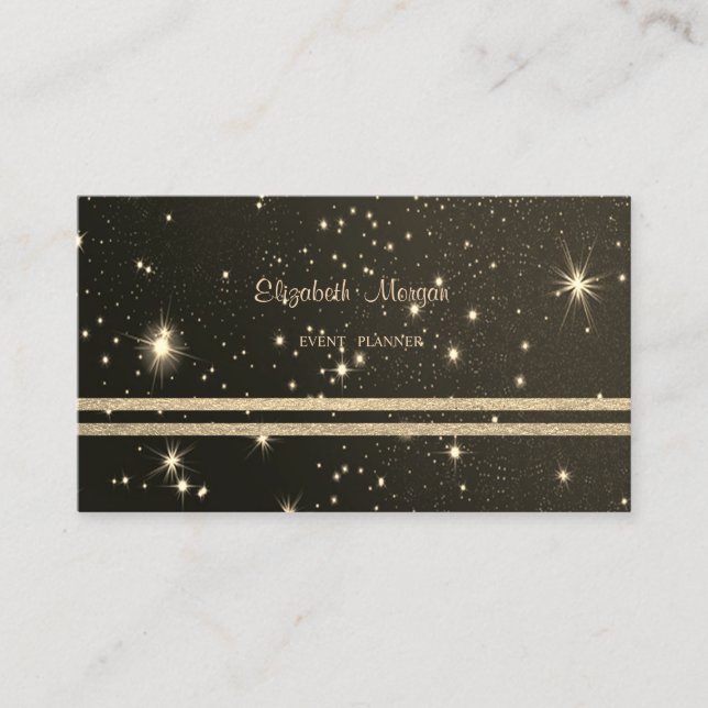 Carte De Visite Élégant, Faux Gold Glittery Gratté, Noir (Devant)