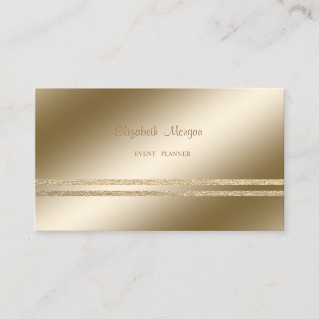 Carte De Visite Élégant, Faux Gold Glittery Stried (Devant)