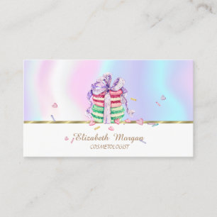 Carte De Visite Elégant Faux Gold Stripe, Macarons