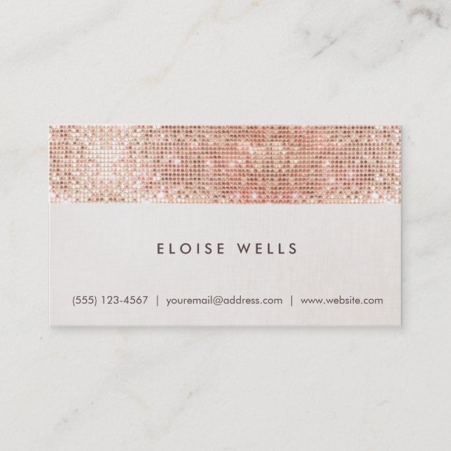 Carte De Visite Élégant Faux Rose Gold Sequins Linen Amusant tenda (Devant)