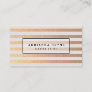 Carte De Visite Elégant Faux Rose Gold Striped Motif Spa Salon 