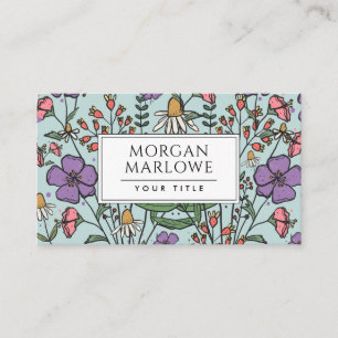 Carte De Visite Élégant Fleur sauvage botanique floral   Boho