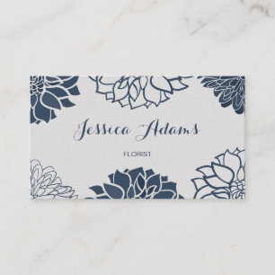 Carte De Visite Élégant fleuriste de la marine Blue Dahlia