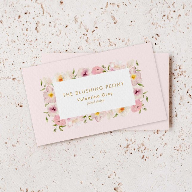 Carte De Visite Élégant fleuriste Mariage rose (Blush Floral Florist Business Card)