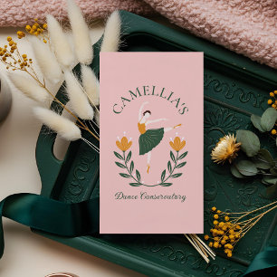 Carte De Visite Élégant Floral Ballet Dance Instructeur École rose