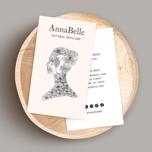 Carte De Visite Elégant Floral Beauty Face Salon & Spa (Créateur téléchargé)