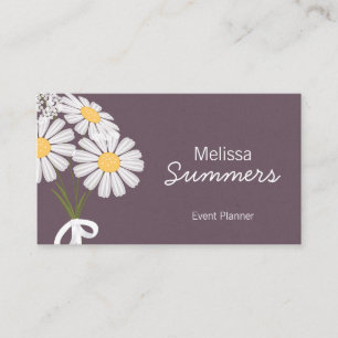 Carte De Visite Élégant floral blanc marguerites rustique