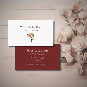 Carte De Visite Élégant Floral Blush Rose Botanical Event Planner