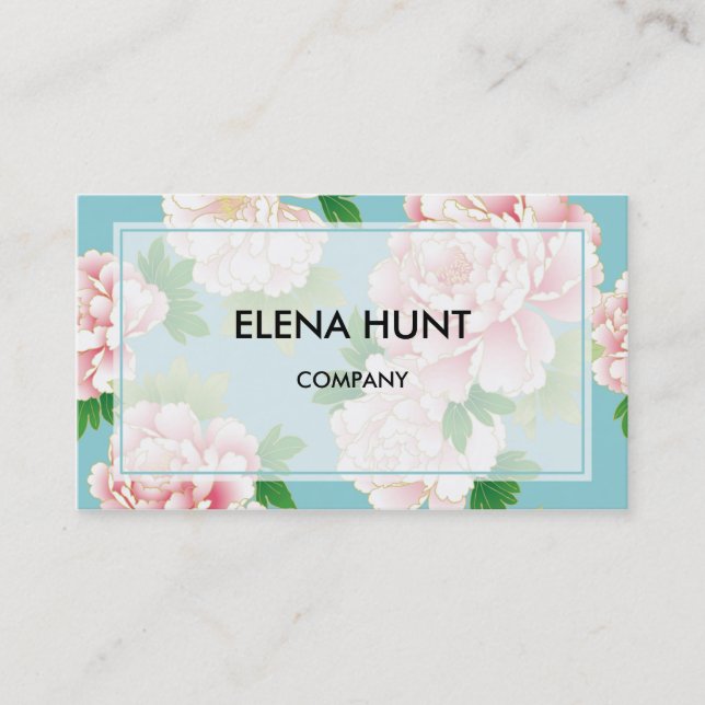 Carte De Visite Elegant Floral Cyan (Devant)