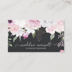 Carte De Visite Élégant floral   Gold Leaf Professional