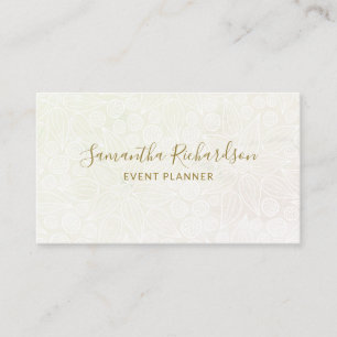 Carte De Visite Elégant floral Lineart Motif Beige Gold