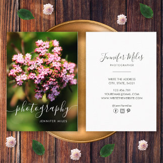 Carte De Visite Élégant floral simple minimaliste photographie