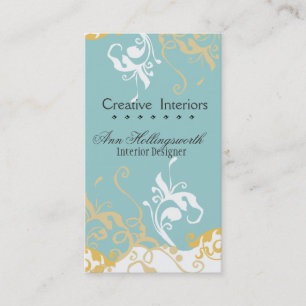 Carte De Visite Élégant floral subtil Pastel Bleu jour