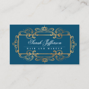 Carte De Visite Élégant flûte d'huile d'or Luxueux Turquoise Vinta