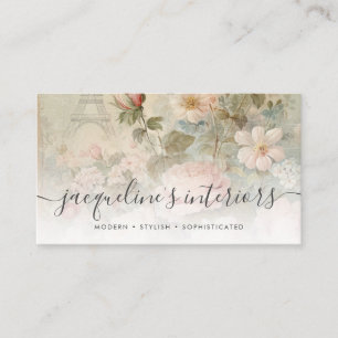 Carte De Visite Élégant Français Floral Blush Pink Roses Vintages