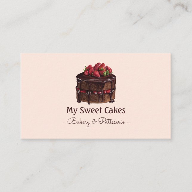 Carte De Visite Elégant gâteau chocolat aquarelle dessert (Devant)