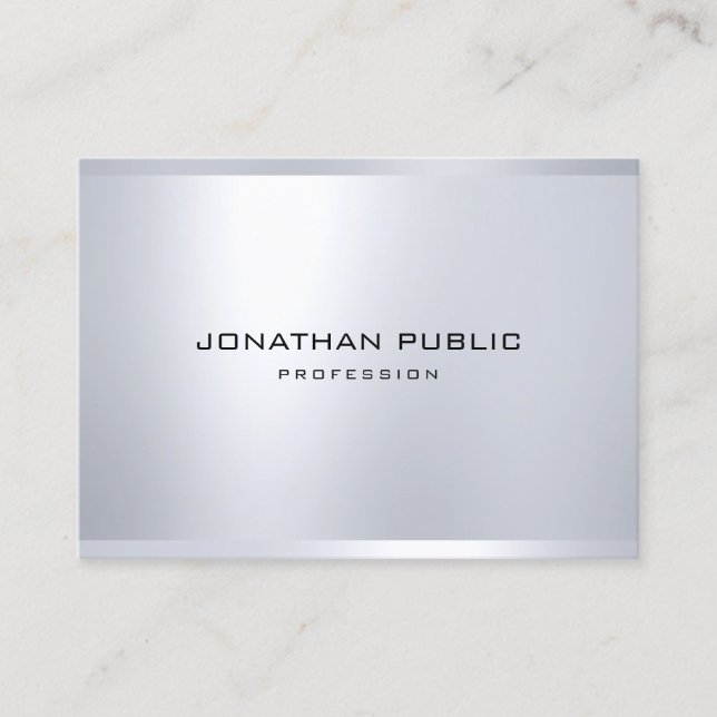 Carte De Visite Elégant Glamor Argent Look Moderne Simple Plaque (Devant)