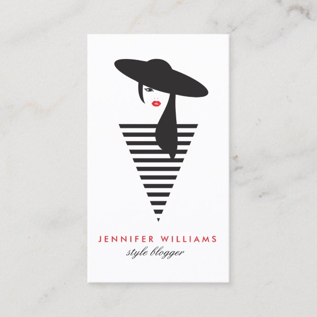 Carte De Visite Elegant Glamor Mod Stylist, Salon, Blogger (Devant)