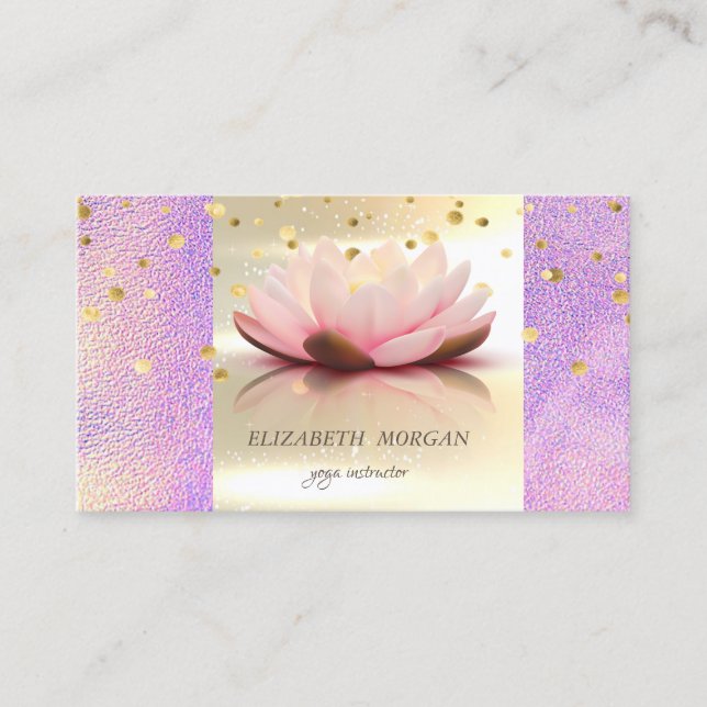 Carte De Visite Élégant Glamorouse moderne or Holographique Lotus (Devant)