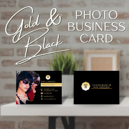 Carte De Visite Elegant Gold & Black, Ajouter sa propre photo et l