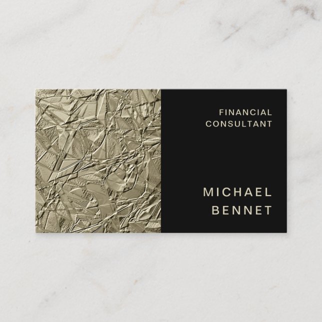Carte De Visite Elegant Gold Black Finance Consultant (Devant)